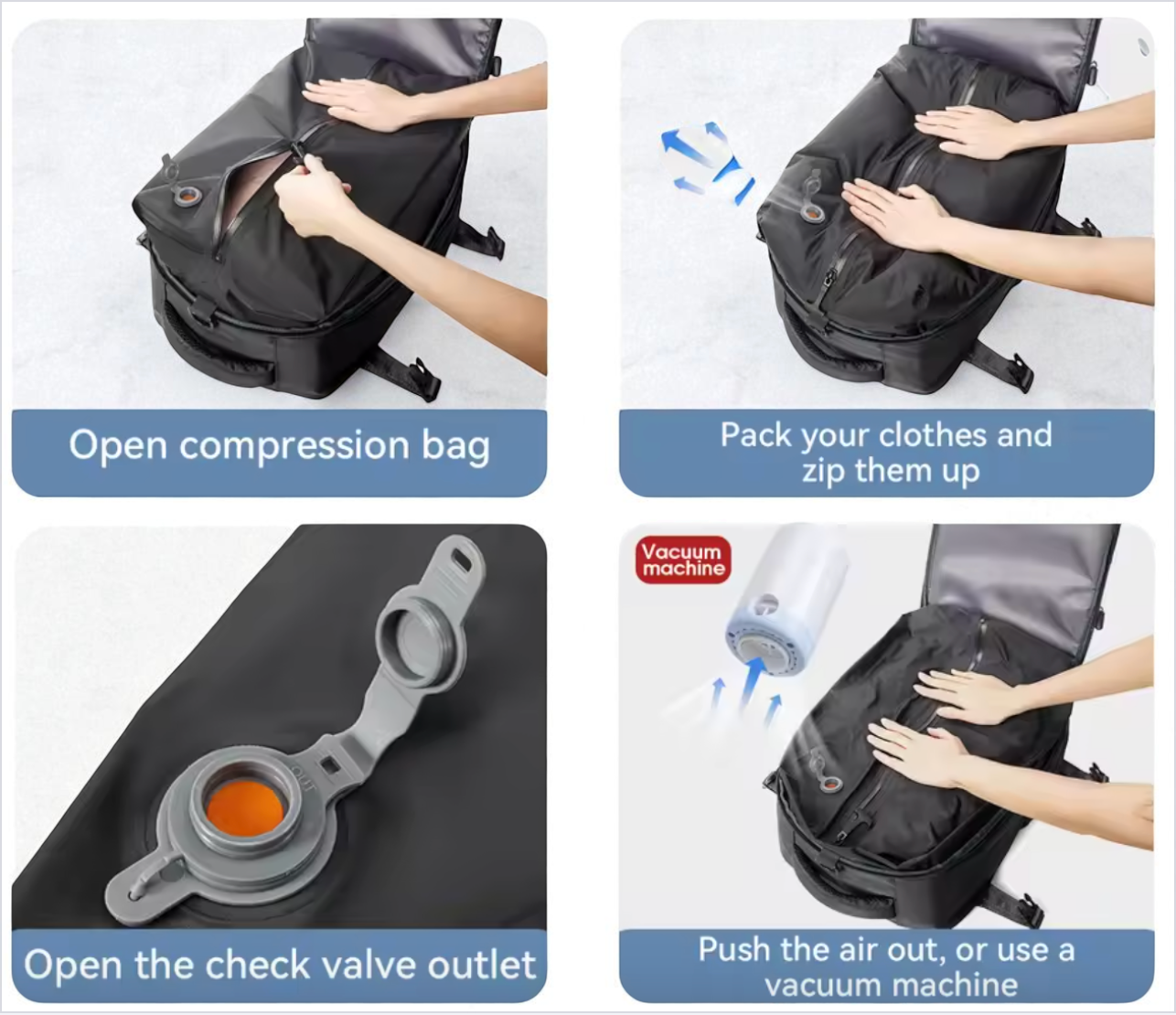 TRAVLA™ Vacuum Compression Travel Backpack